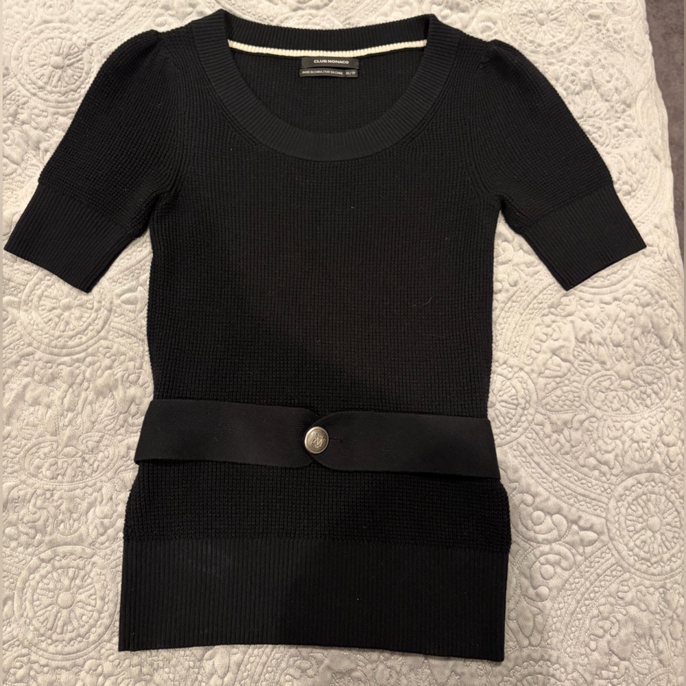 Club Monaco Black Knit Sweater with Belt
